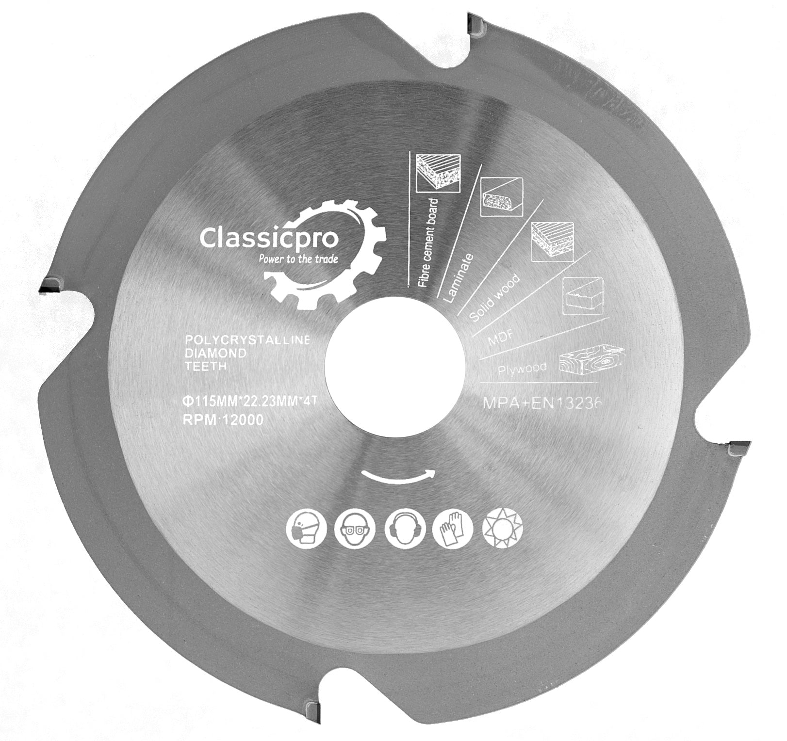 ClassicPro Extreme PCD Fibre Cement Cutting Blade – 115mm x 22.23mm x 4T