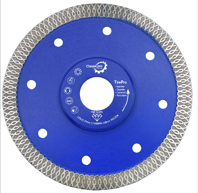ClassicPro 125mm Turbo Diamond Cutting Blade – For Porcelain, Ceramic, Marble, Granite & Stone (EN13236 Rated – Single Blade)