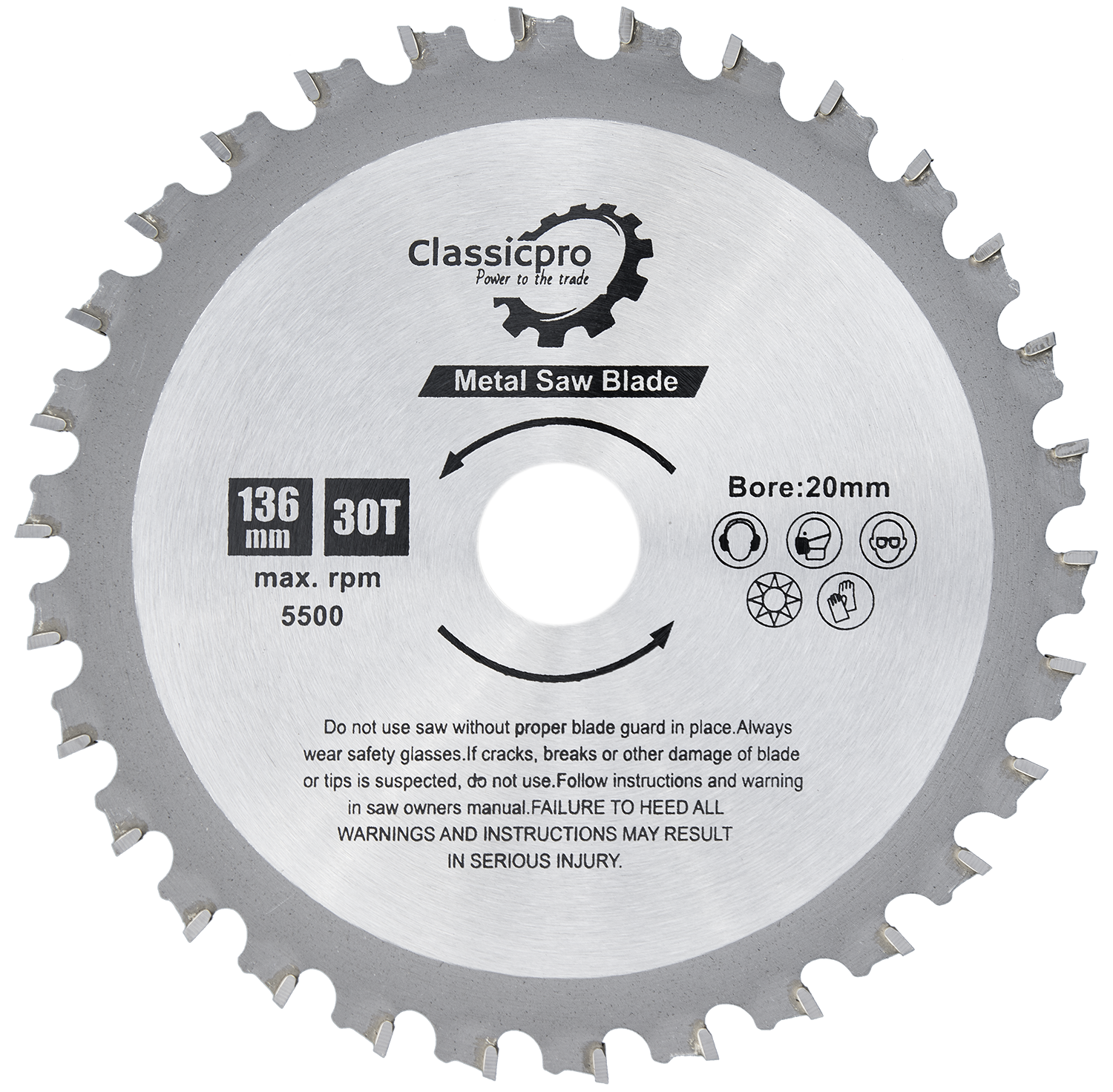 Classicpro 136mm 30T TCT Blade β Mild Steel & Aluminium | Cordless Saw Compatible