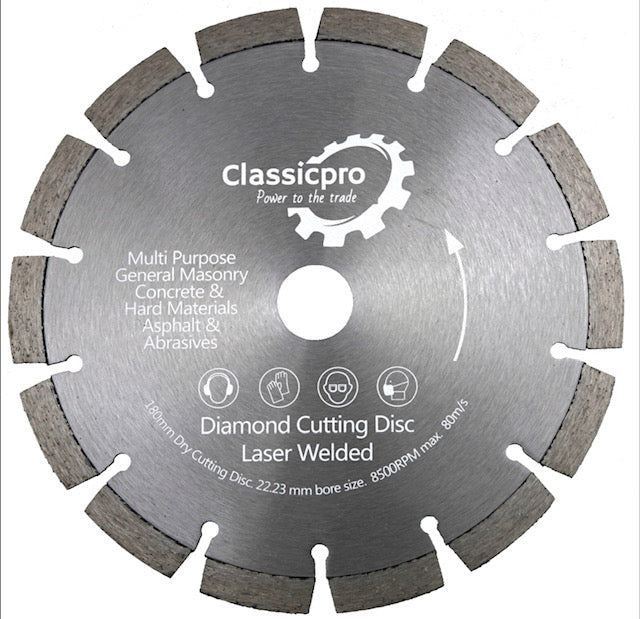 ClassicPro 180mm Professional Laser-Welded Diamond Blades – For Brick, Concrete, Stone & Granite