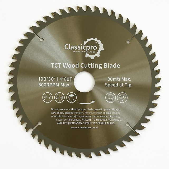 ClassicPro 190mm 80T TCT Circular Saw Blade – Ultra-Fine Finish for Corded Circular Saws