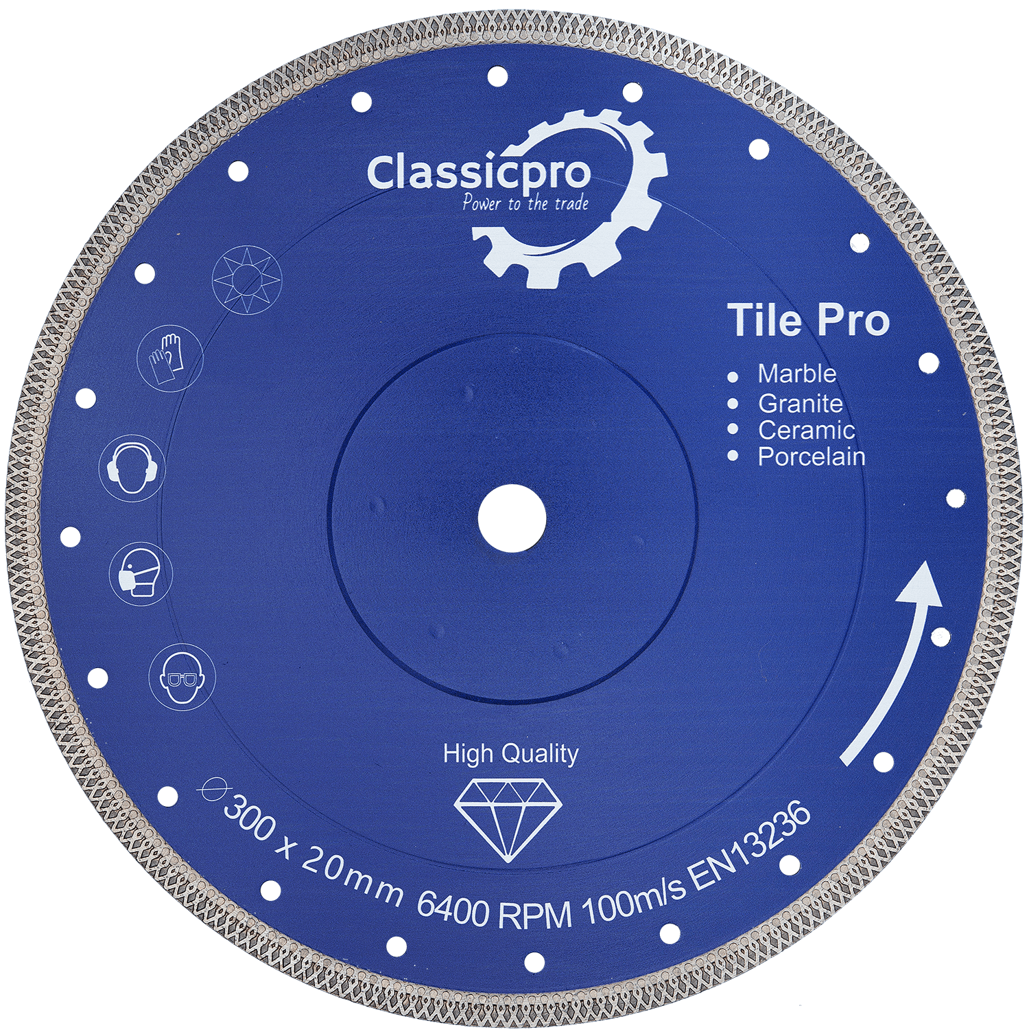 ClassicPro 300mm Turbo Diamond Cutting Blade – For Porcelain, Stone, Concrete, Marble & Granite (EN13236 Rated – Single Blade)