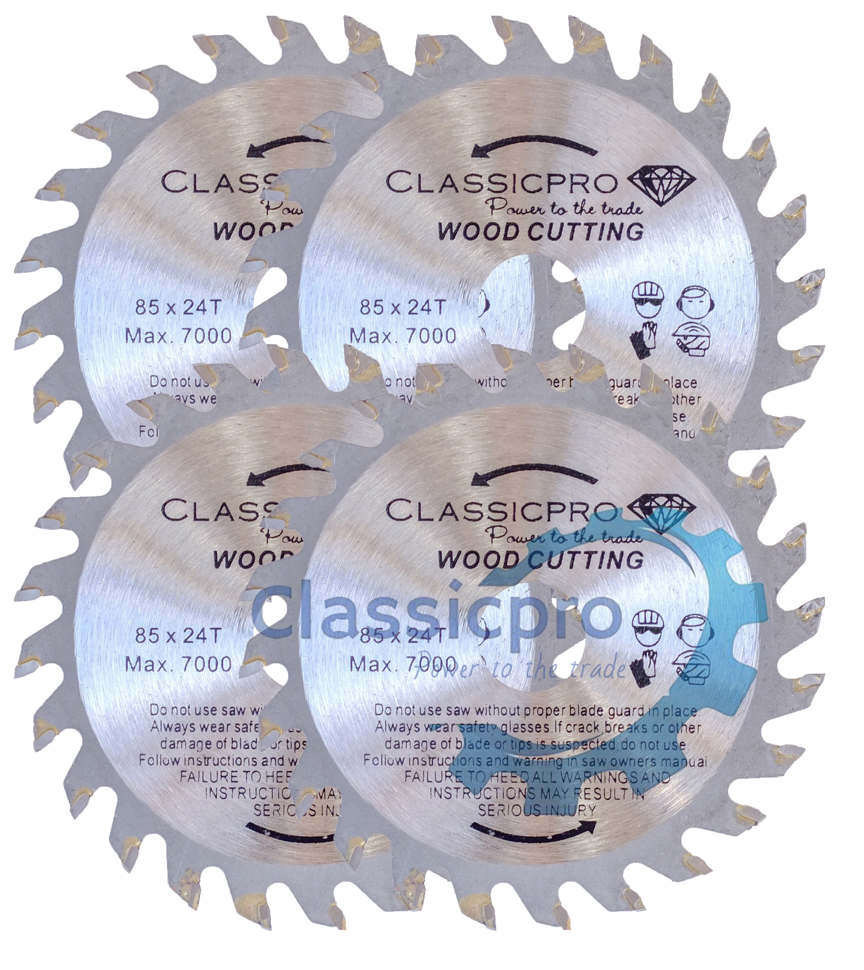 ClassicPro 85mm 24T TCT Circular Saw Blade – 4 Pack – High-Speed Cutting for Compact Saws