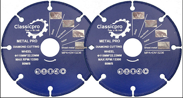 ClassicPro 115mm (4.5") Ultra Fast Metal Cutting Discs – 2 Pack – For Steel, Pipe, Rebar & More (Angle Grinder Use – UK Stock)