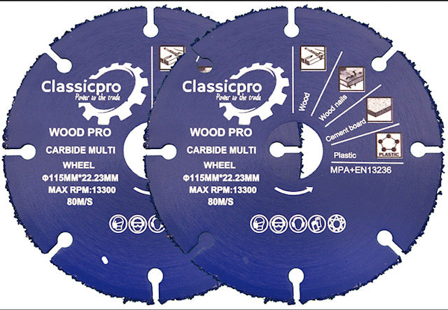 ClassicPro 115mm (4 1/2") Multi-Purpose Cutting Blade/Disc – 2 Pack – For Wood, Plaster & Nails