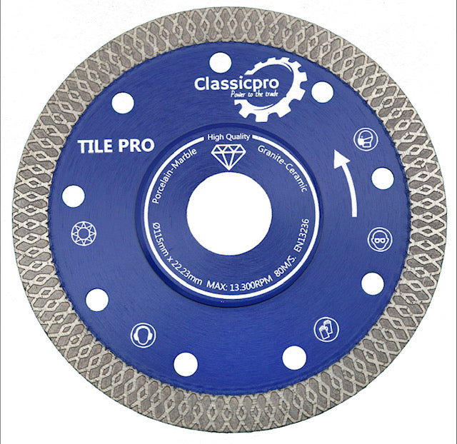 ClassicPro 115mm (4.5") Turbo Diamond Tile Blade – Ultra-Thin Cutting Disc for Porcelain, Ceramic & Stone | EN13236 Certified