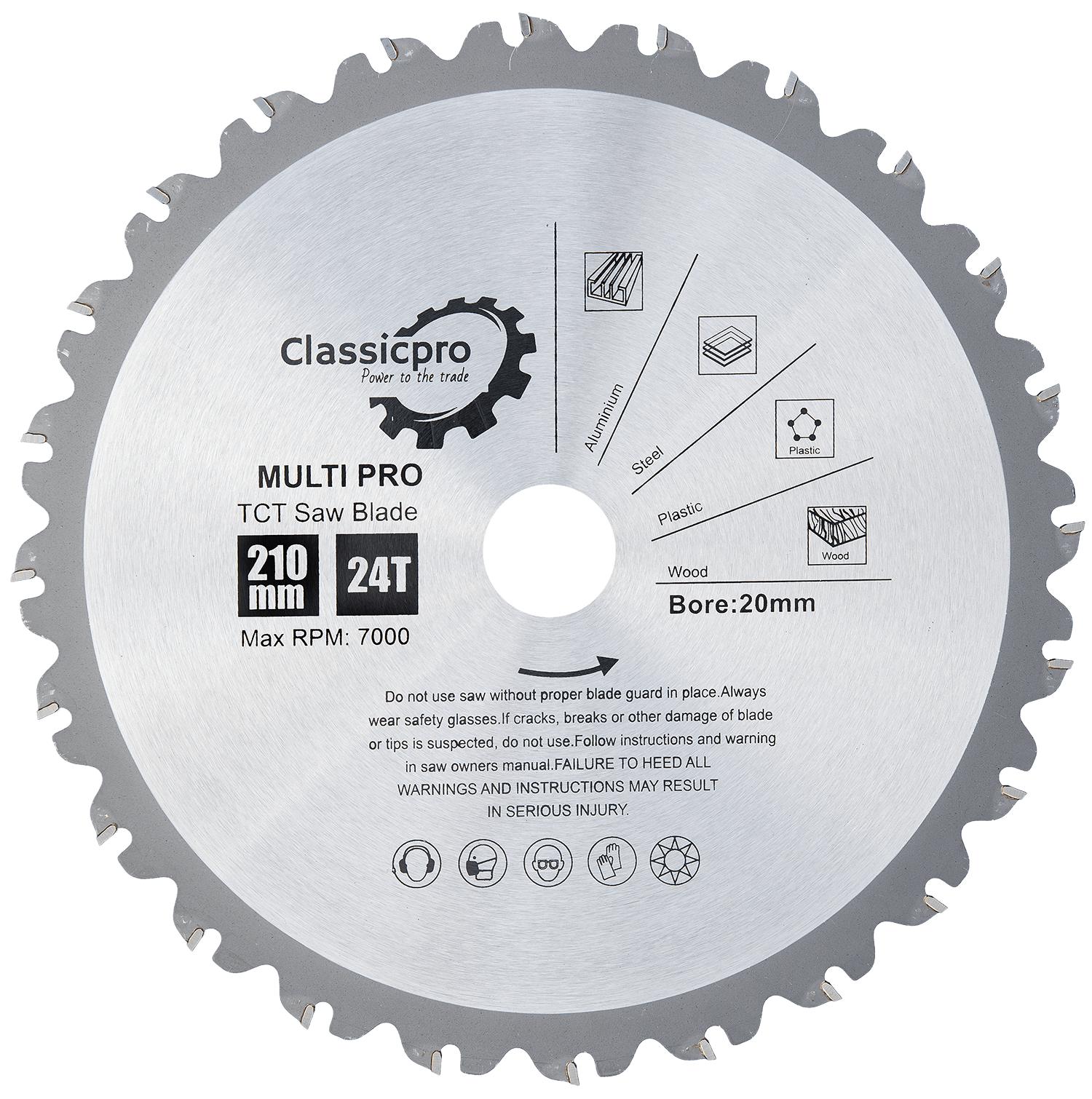 ClassicPro 210mm Multi-Purpose Circular Saw Blade – 24T (25.4mm Bore + 20mm Reducer)