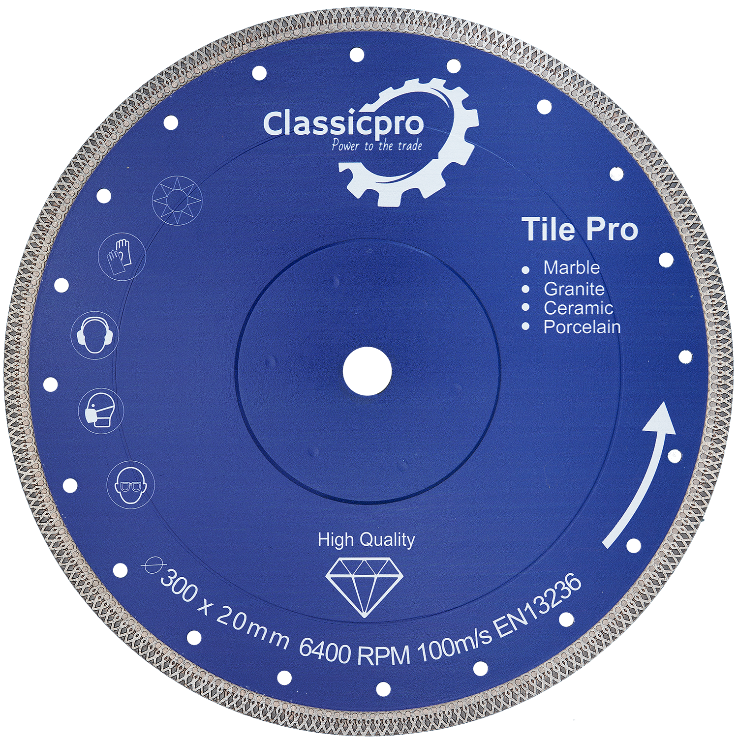 ClassicPro 300mm Turbo Diamond Cutting Blade – For Porcelain, Stone, Concrete, Marble & Granite (EN13236 Rated – Single Blade)